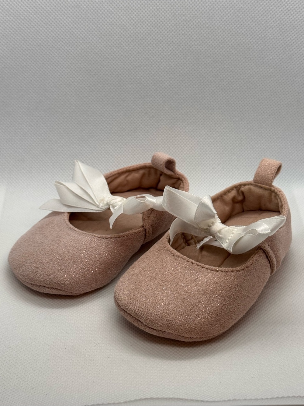Baby Girls Pink Bow Ballet Crib Shoes